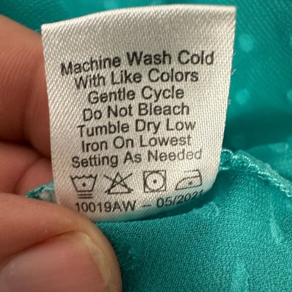 Women's Teal Polka Dot V-Neck Blouse Size 1X - Picture 4 of 4